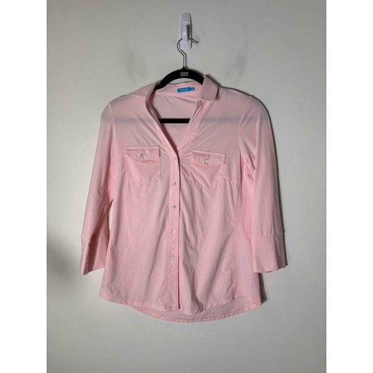 J. McLaughlin Pink Long Sleeve Fitted Button Up Shirt Sz XS