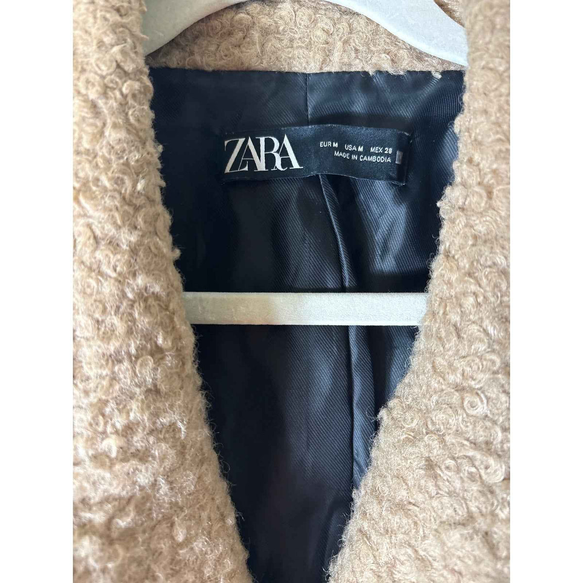 Zara Wooly Tan Sleeveless Coat Sz M