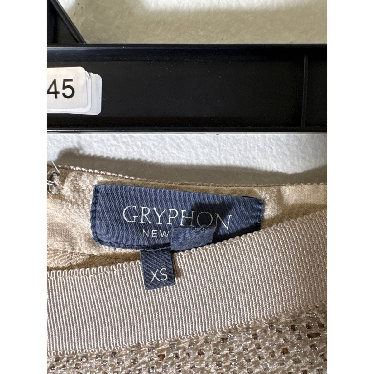 Gryphon Beige Sequin Beaded Mini Skirt Sz XS