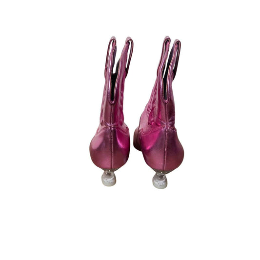 New w/o Box Katy Perry Metallic Pink Cowboy Bootie Heels sz 6