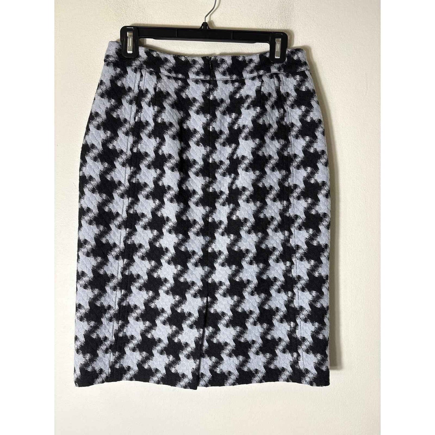 Carlisle Light Blue&Black Houndstooth Knit Midi Skirt Sz 4