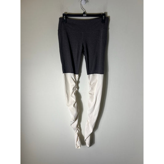 Alo Yoga Gray and Cream Mixed Media Athletic Leggings Sz M