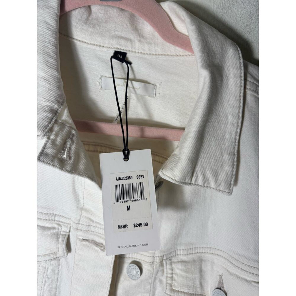 7 For All Mankind Off White Denim Jacket Size Medium NWT