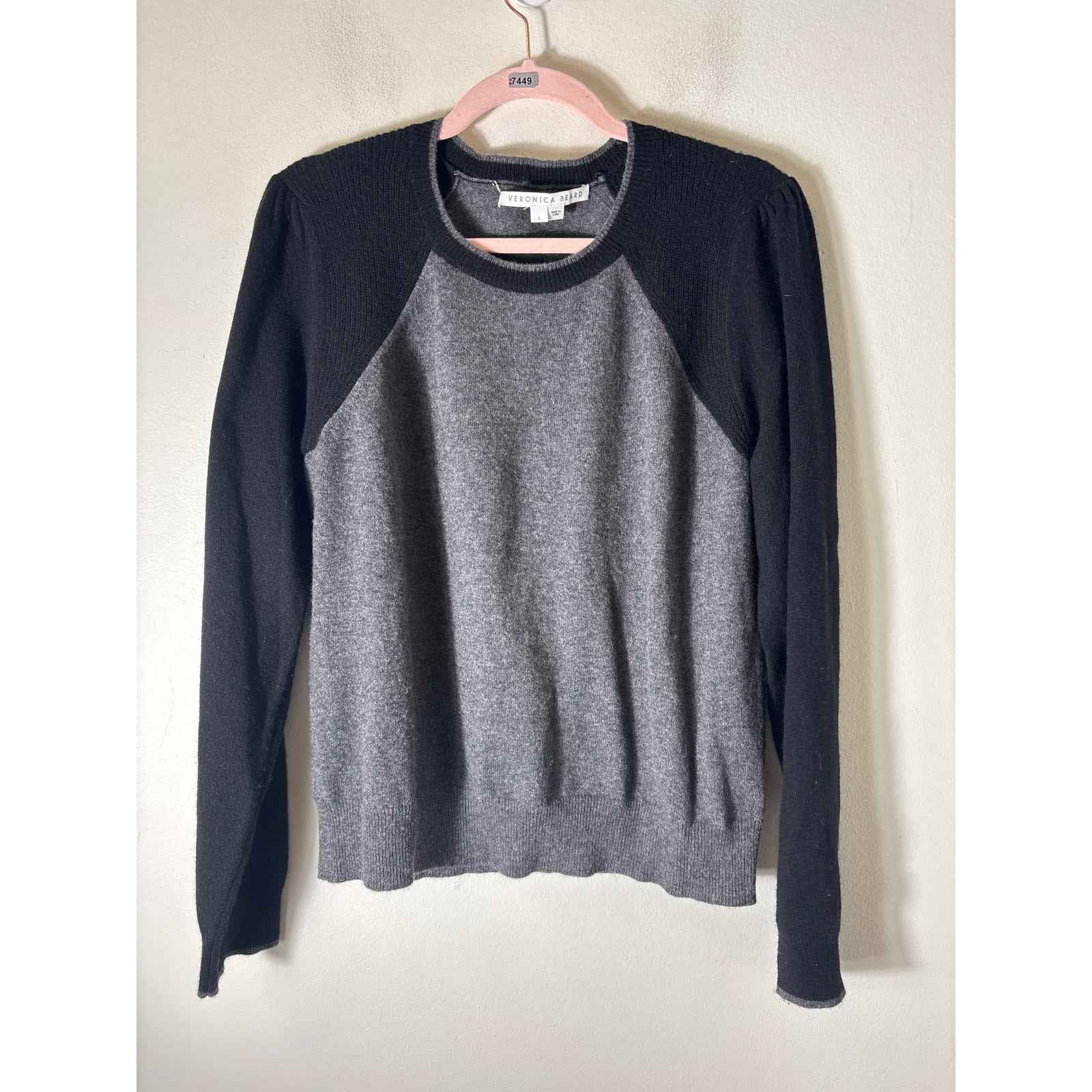 Veronica Beard Cashmere Black and Gray Sweater Sz M
