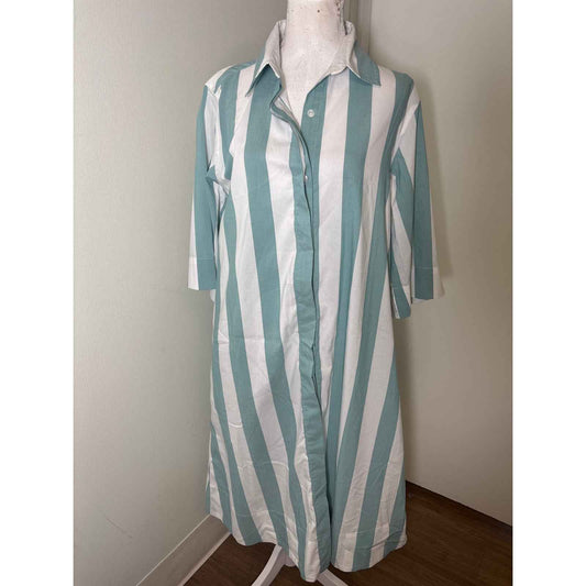 Atlantic Pacific x Lake Teal and White Vertical Stripe Dress Sz S
