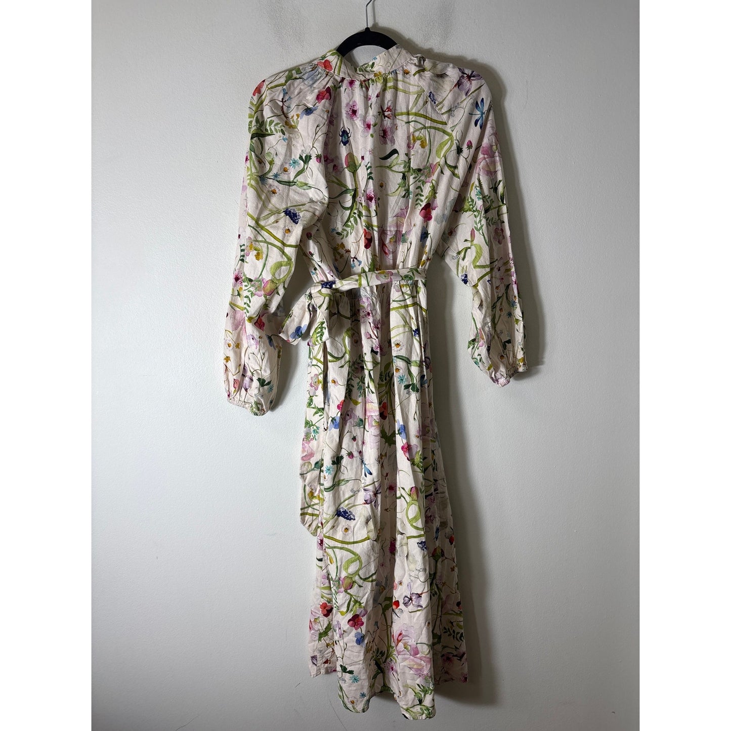 H&M Cream With Multi Color Stemmy Floral Maxi Dress Sz L