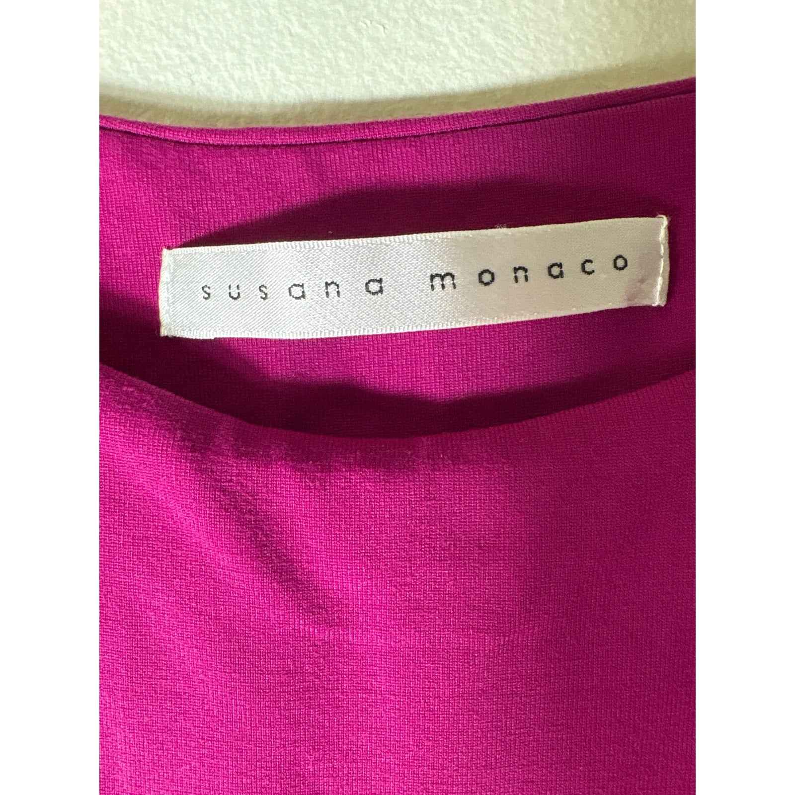 Susana Monaco Fushia Sleeveless Ruched Midi Dress Sz S