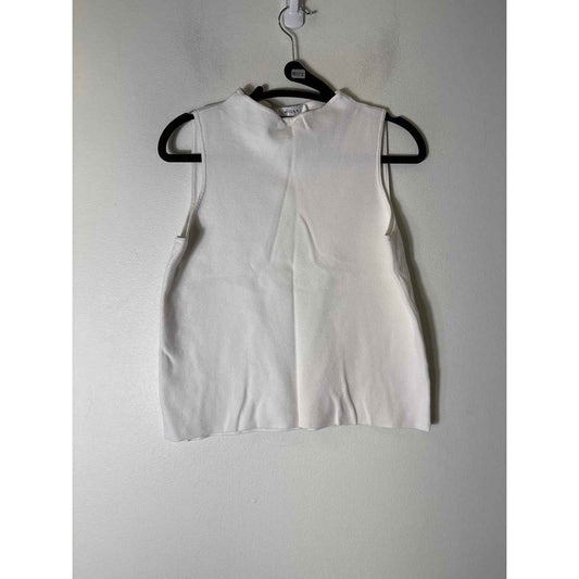 Milly White Mock Neck Sleeveless Sweater Top Sz M