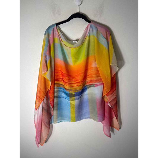 Trina Turk Multicolor Hombre Sheer Poncho Sz M