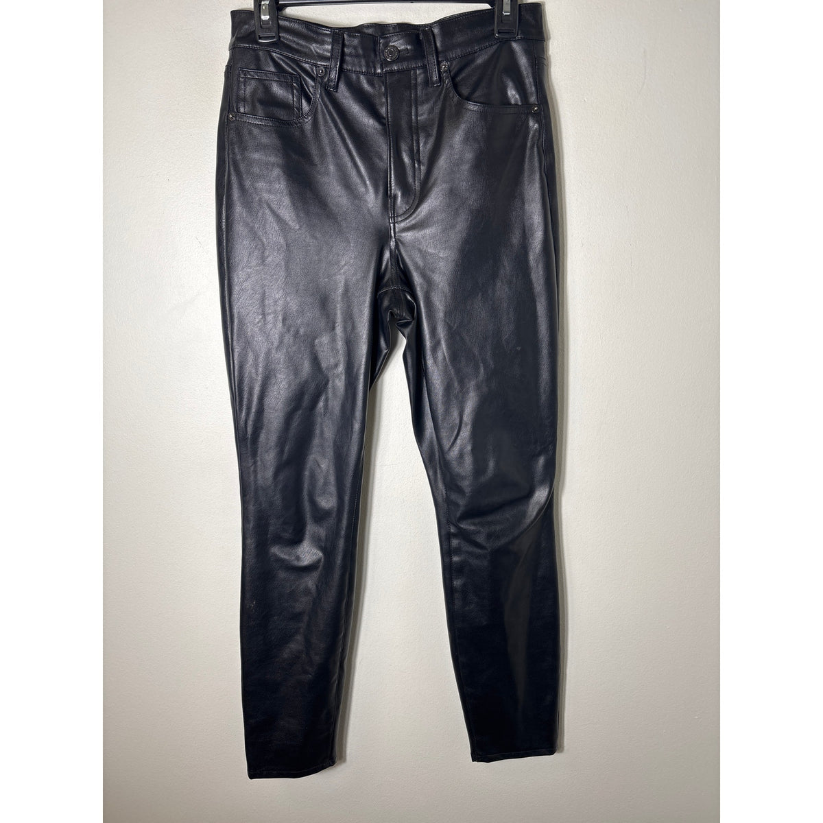 Veronica Beard Black Faux Leather Maera Skinny High Rise Jeans Sz 28/6