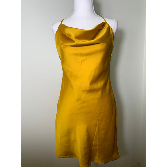 NWT Lovers + Friends Mustard Spaghetti Strap Cocktail Dress S