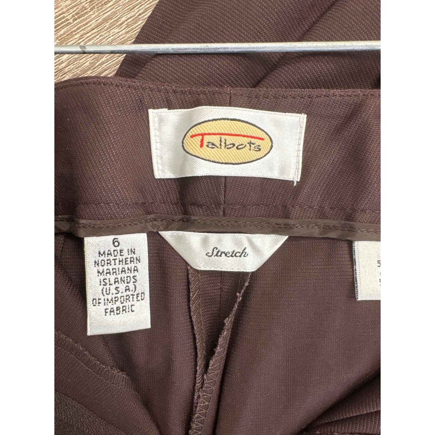 Talbots Brown Stretch Straight Leg Pants Sz 6