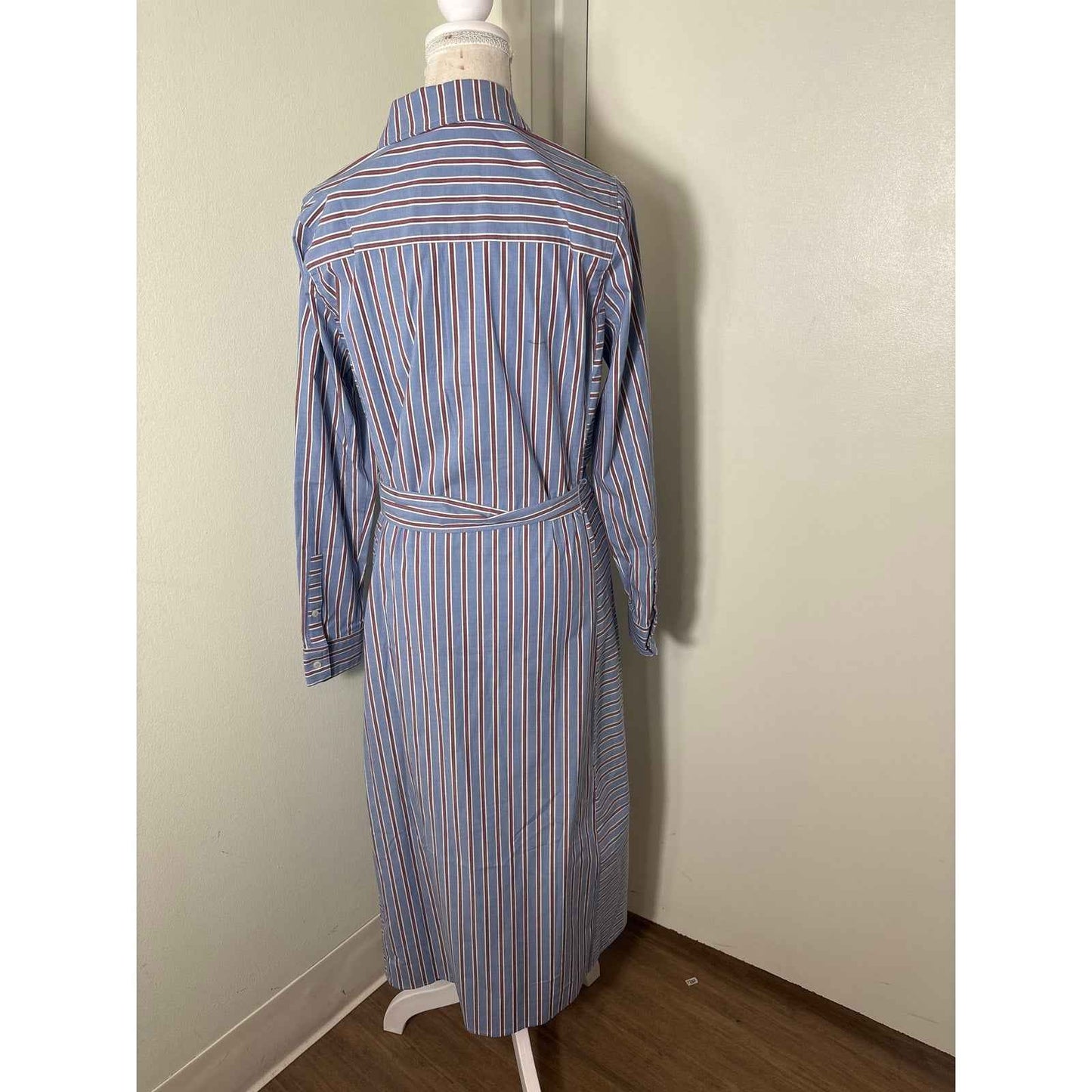 NWT Untuckit Tess Blue Regular Fit Blue and Red Stripe Shirt Dress Sz 6