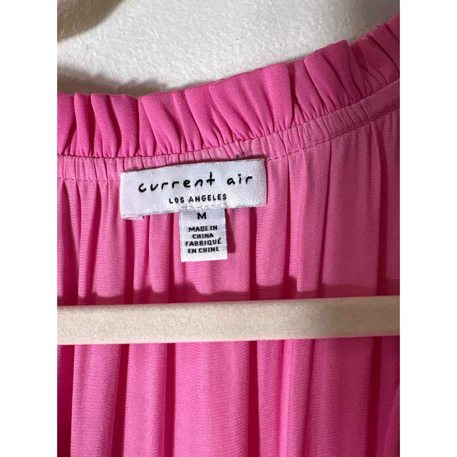 Current Air Classic Pink Flutter Sleeve Smocked Waist Knee Length Dress Sz M