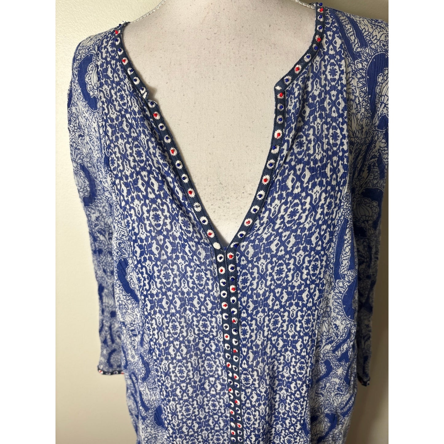 Le Sirenuse Positano Blue Cotton Swimsuit Cover Up Sz 46