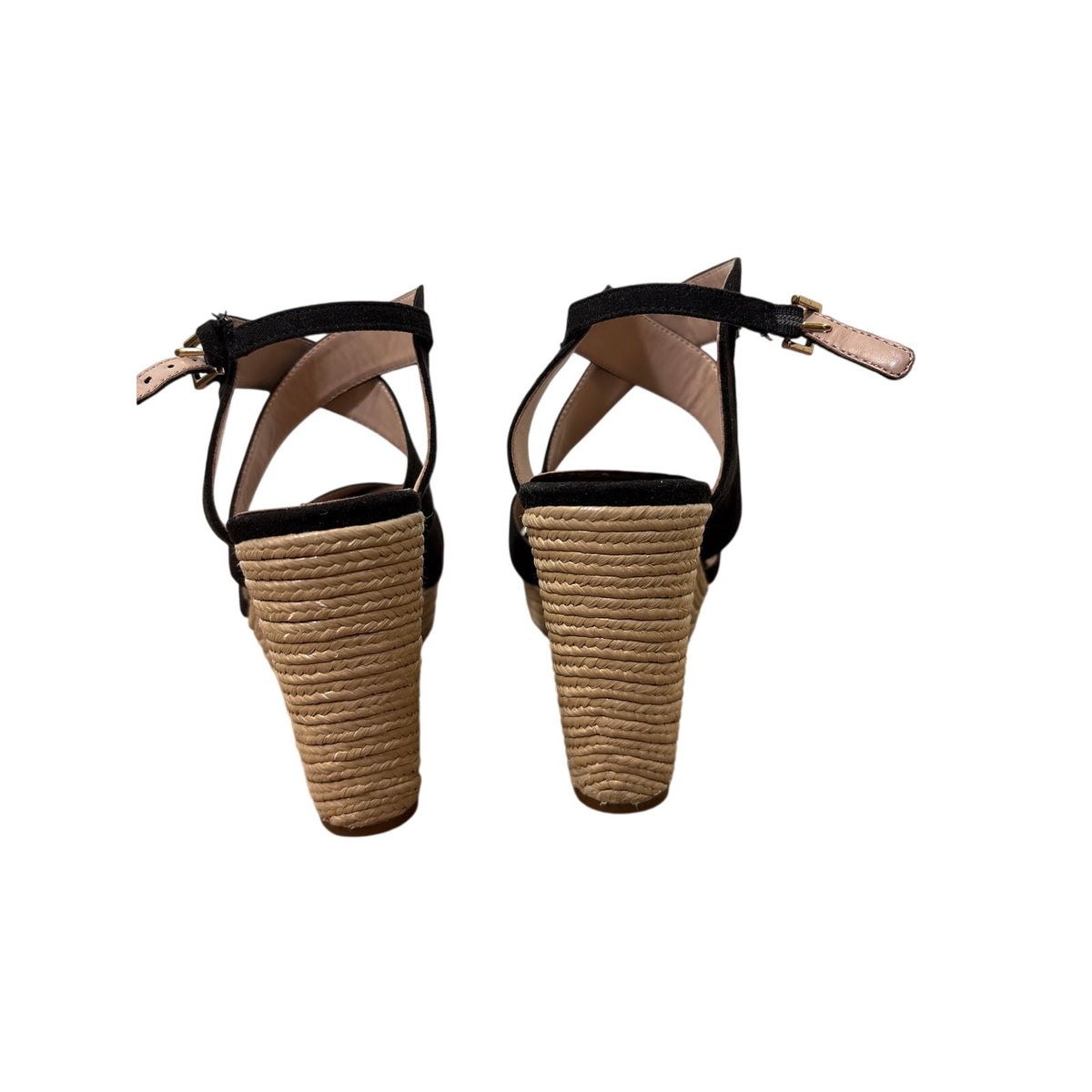 BCBG Black Criss Cross Sandal Jaida Wedges Sz 8