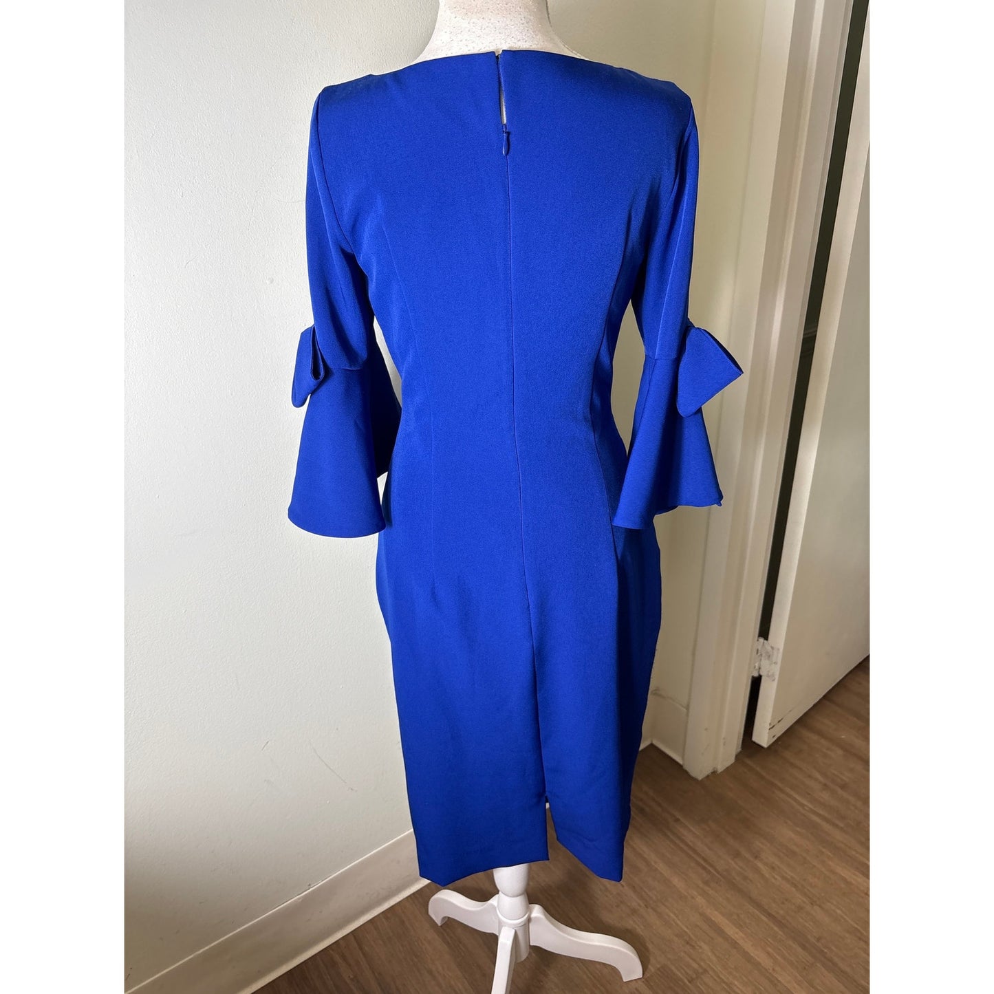 Posh Couture Electric Blue 3/4 Sleeve Midi Cocktial Dress Sz S