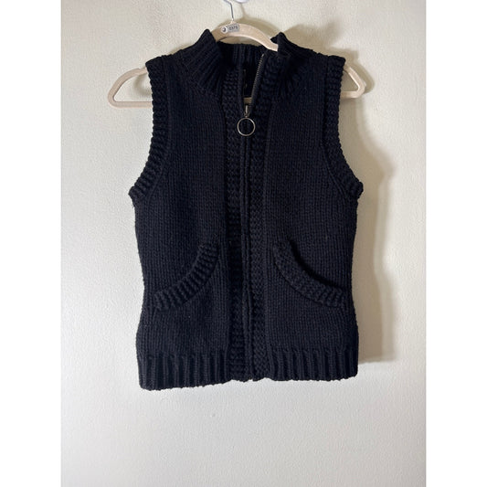 Gap Black Knit Zip Up Sweater Vest Sz S