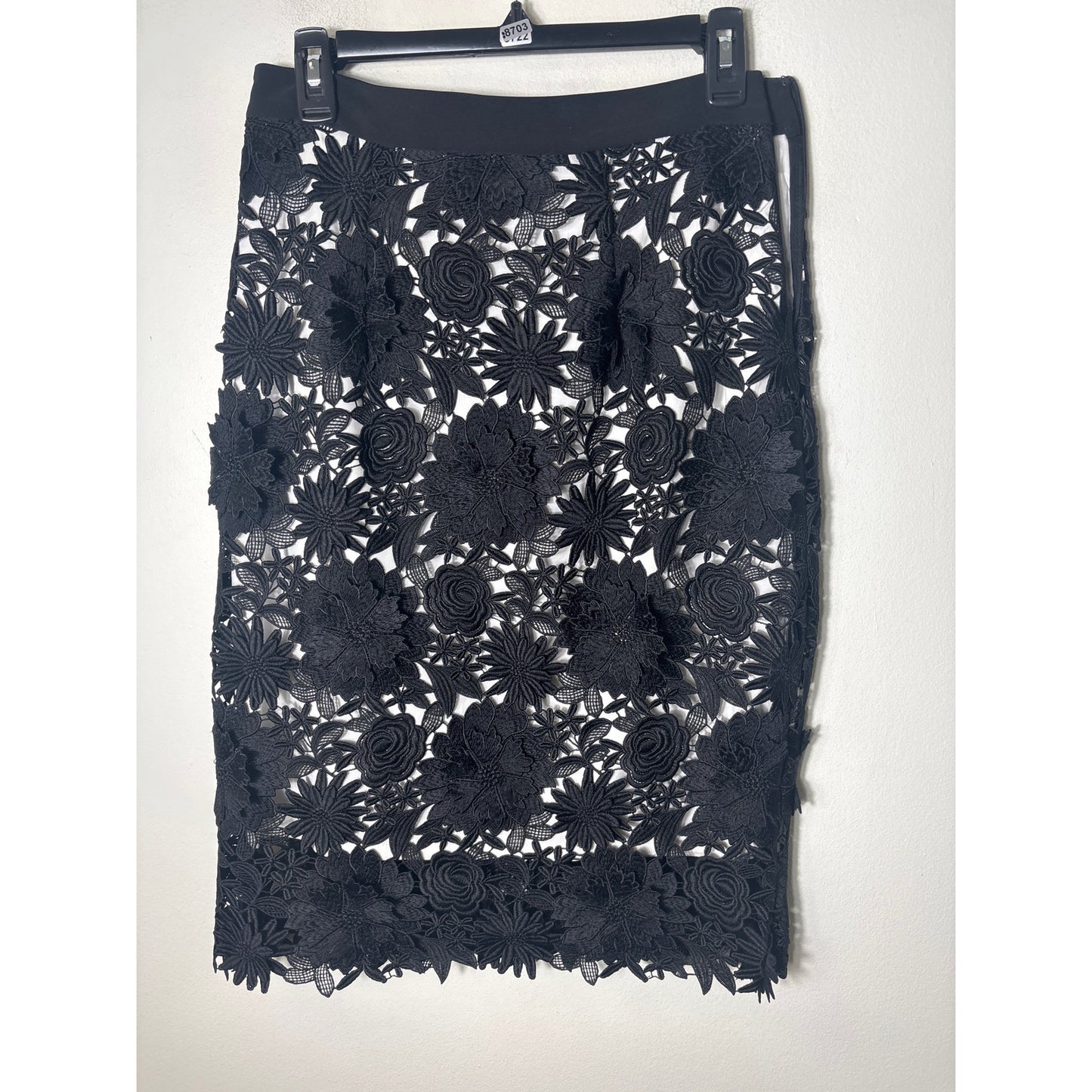 Milly Black On White Applique Pencil Skirt Sz 6