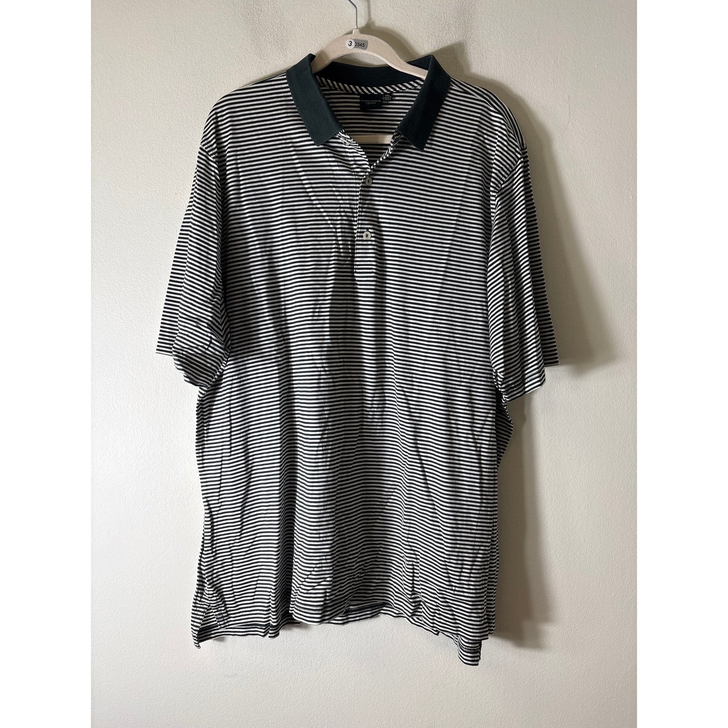 Mens Fairyway & Greene Black and Whte Stripe Polo Sz XXL