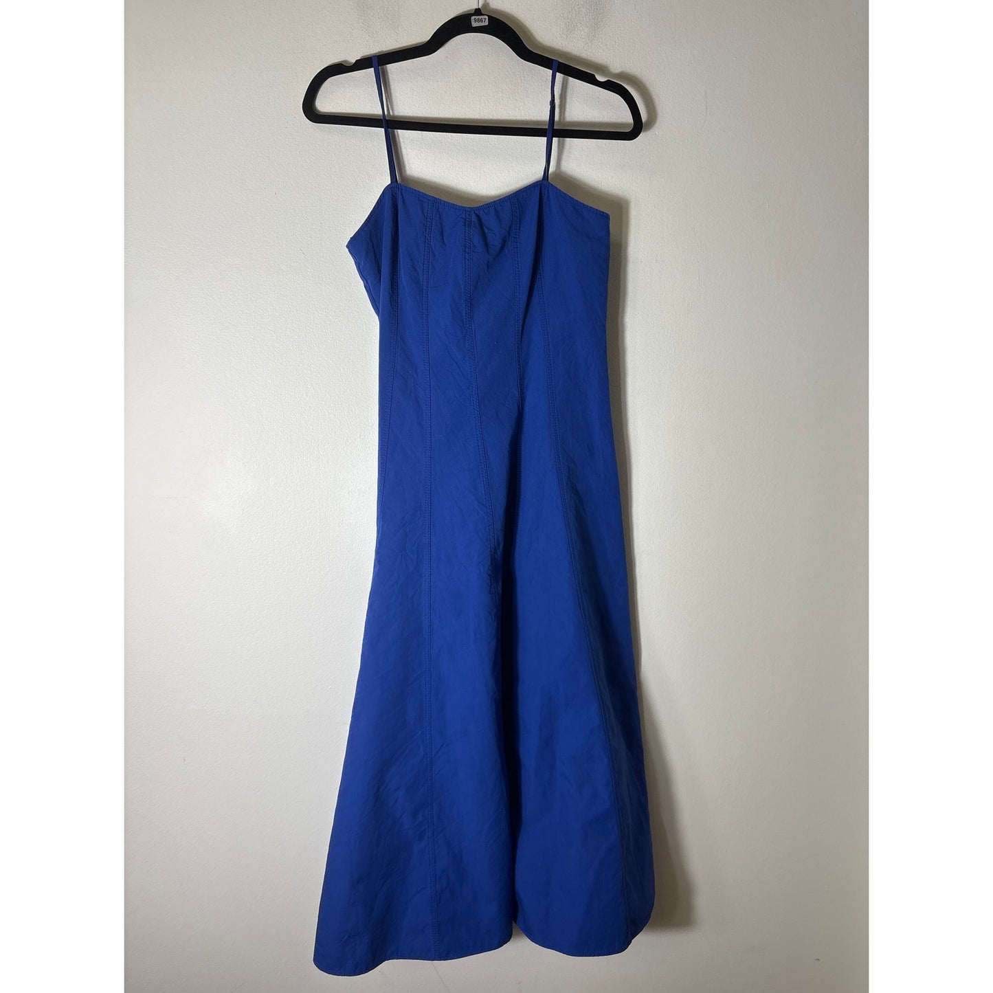 Zara Cobolt Blue Spaghetti Strap Seamed Maxi Dress Sz S
