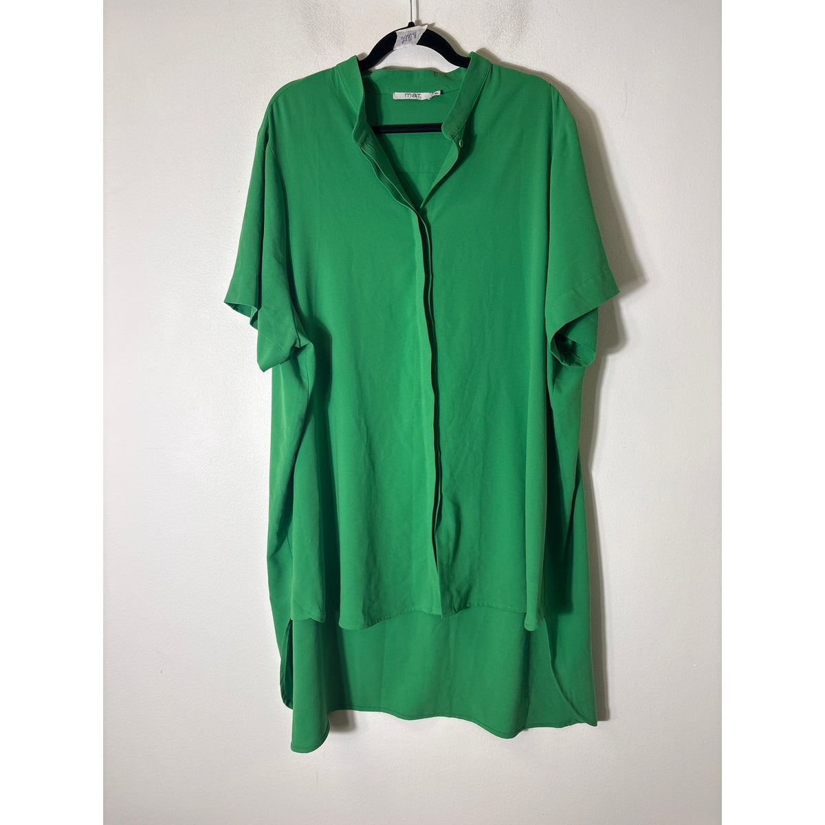 MAT. Bright Green Short Sleeve Button Up Shirt Dress Sz XL