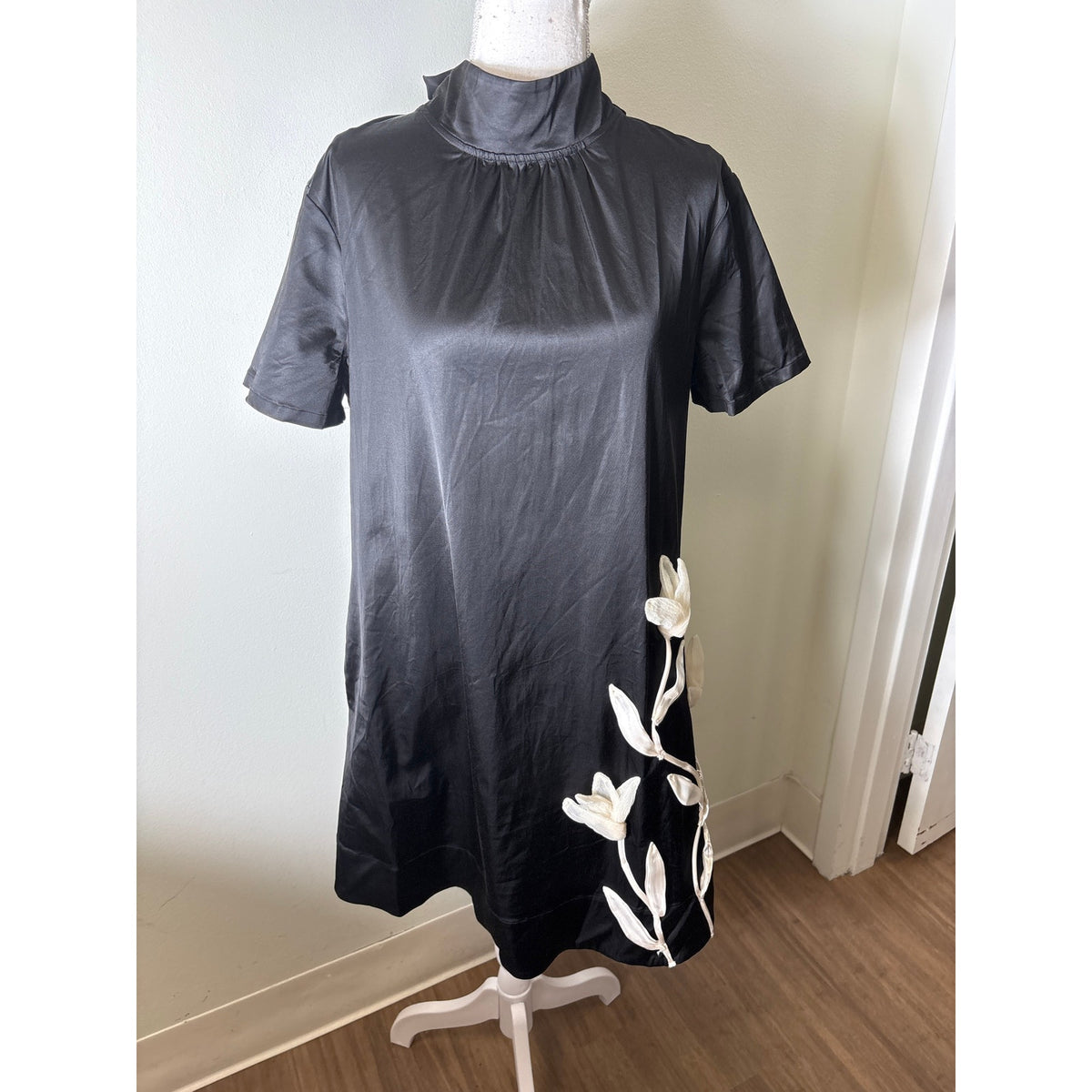 STAUD Ilana Black Short Sleeve Mini Dress Sz L