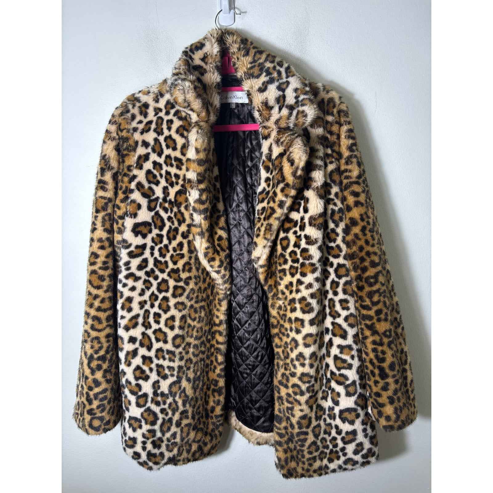 Calvin Klein Leopard Fur Coat Sz S
