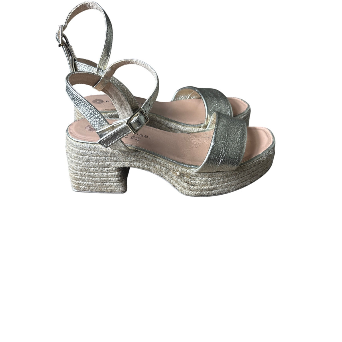 eric Michael Gold Strap Wedges Sz 8.5