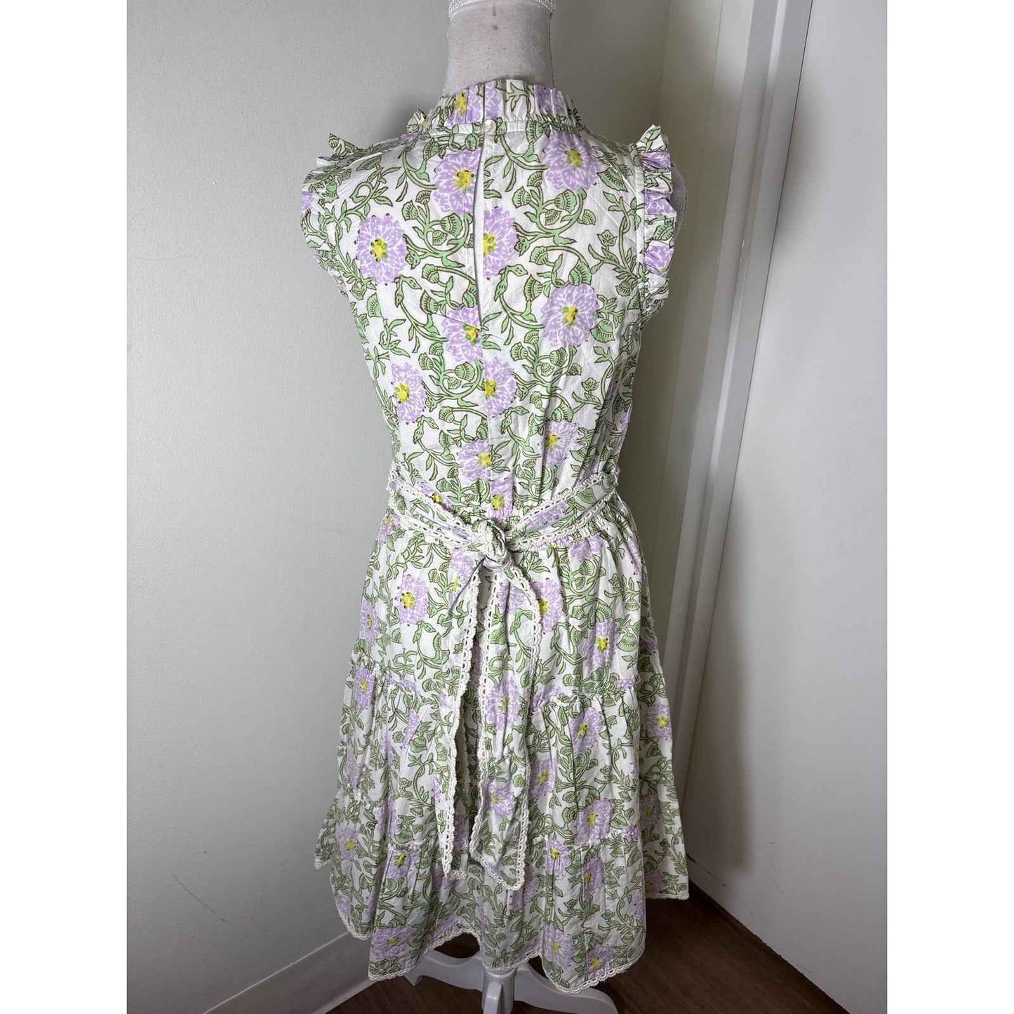 NWT Roller Rabbit Daphne Naoki Green and Lilac Flower Dress Sz XS