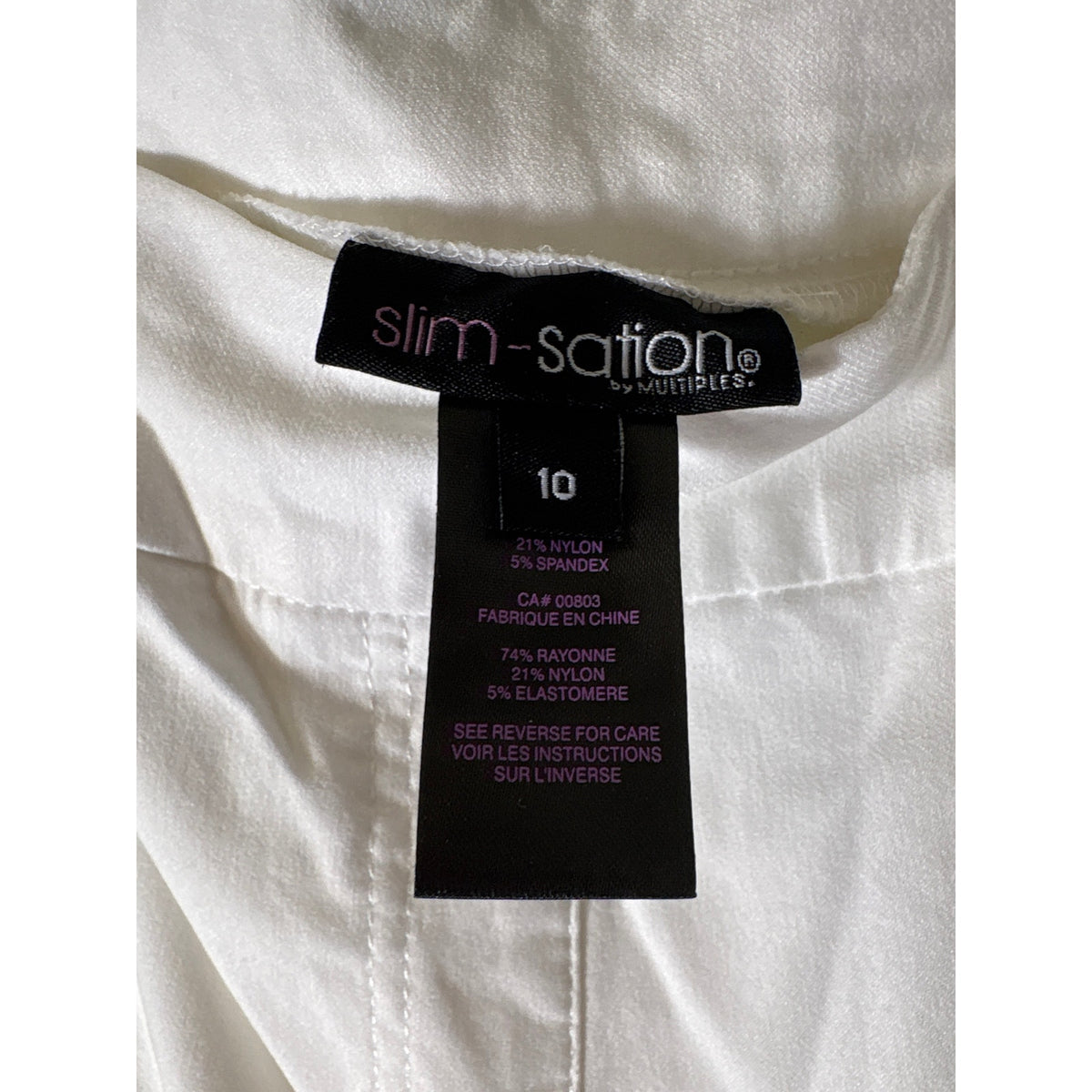 Slim-sation White Pull On Slacks Sz 10