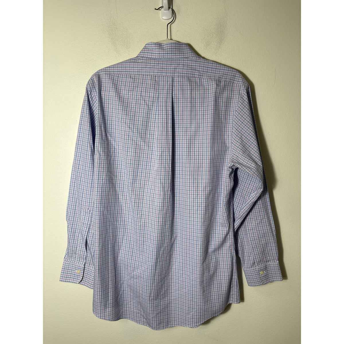 Mens Brooks Brother Lavendar/Navy Plaid Long Sleeve Button Up Shirt Sz L