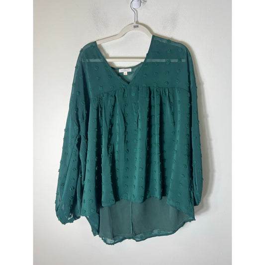 Chicsoul Green Flowy Boho SLeeve Blouse Sz XL