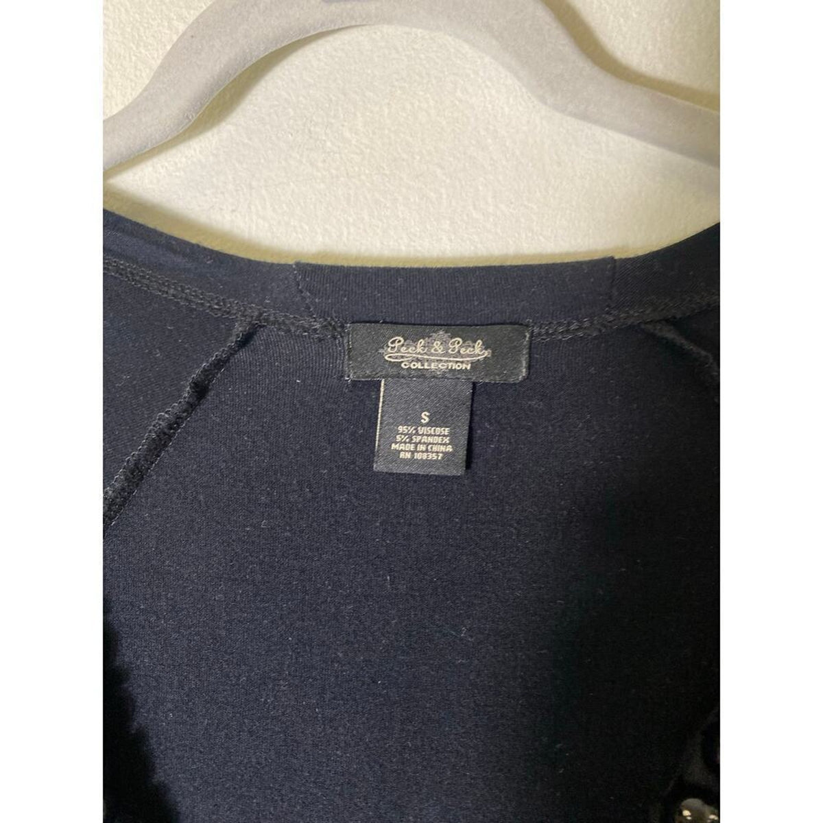 Peck and Peck Black Knit Top with Beads - Size Small