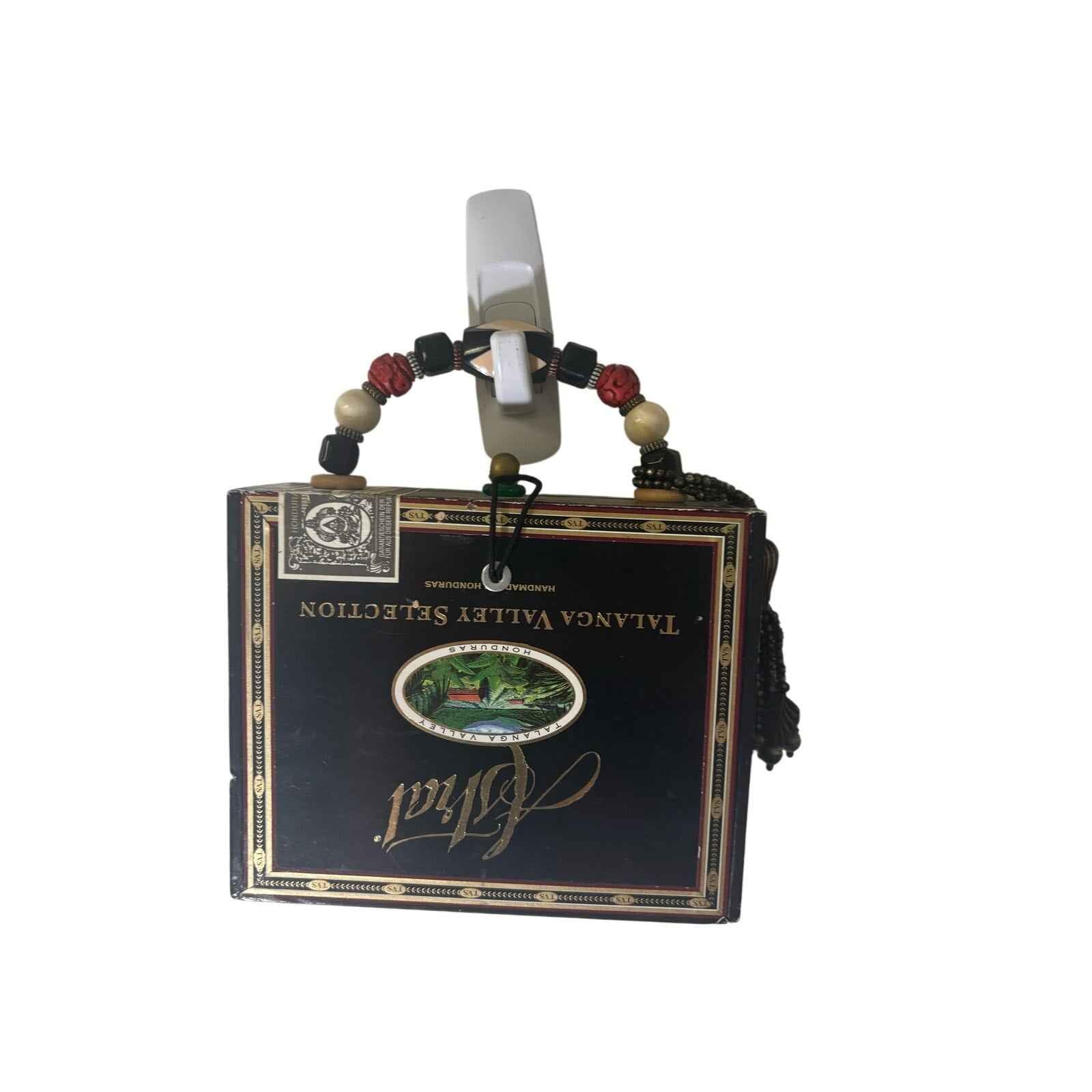 Cigar Box Purse Hand Bag Interior is Lined with Faux Fur