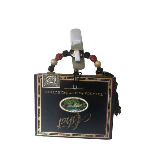 Cigar Box Purse Hand Bag Interior is Lined with Faux Fur