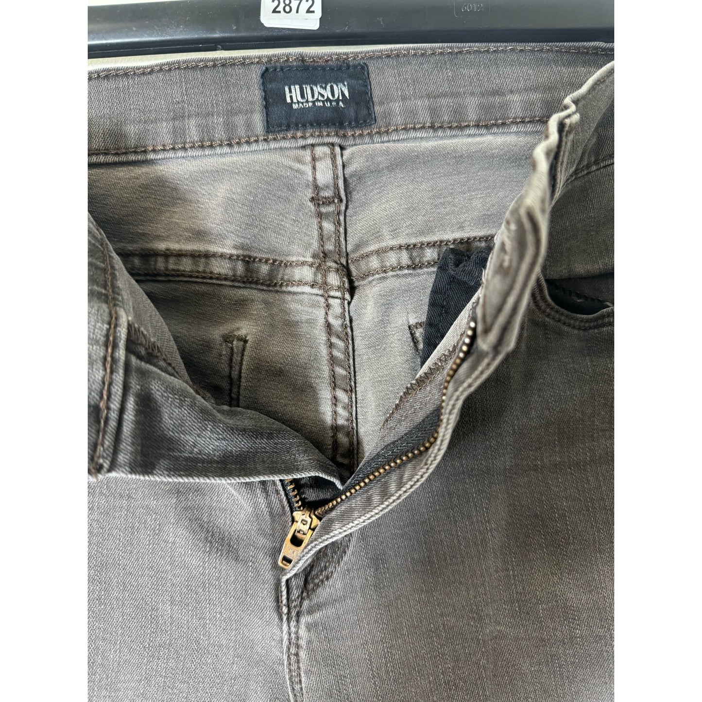 Hudson Faded Gray Nico Super Skinny Mid-Rise w Seam Sz 28