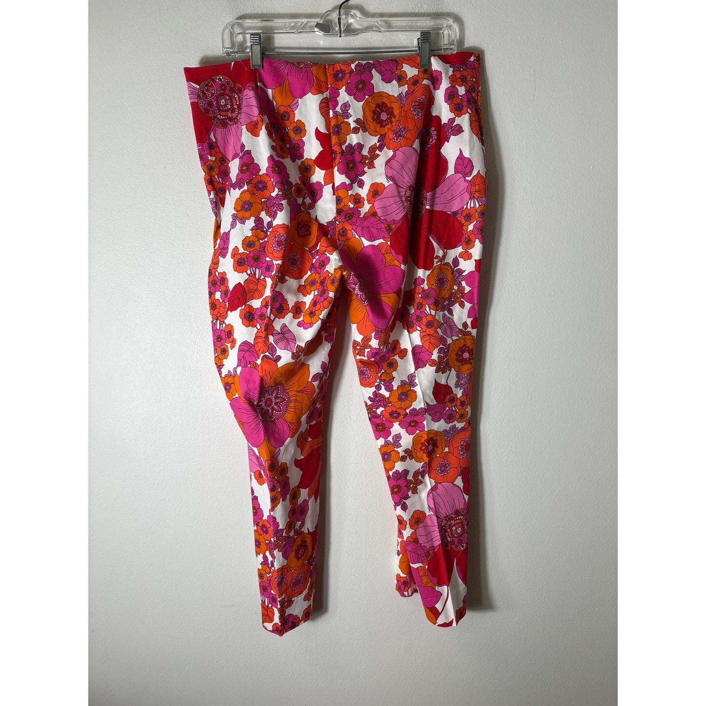 Trina Turk Pink Orange Floral Cotton Side Zip Sz XL
