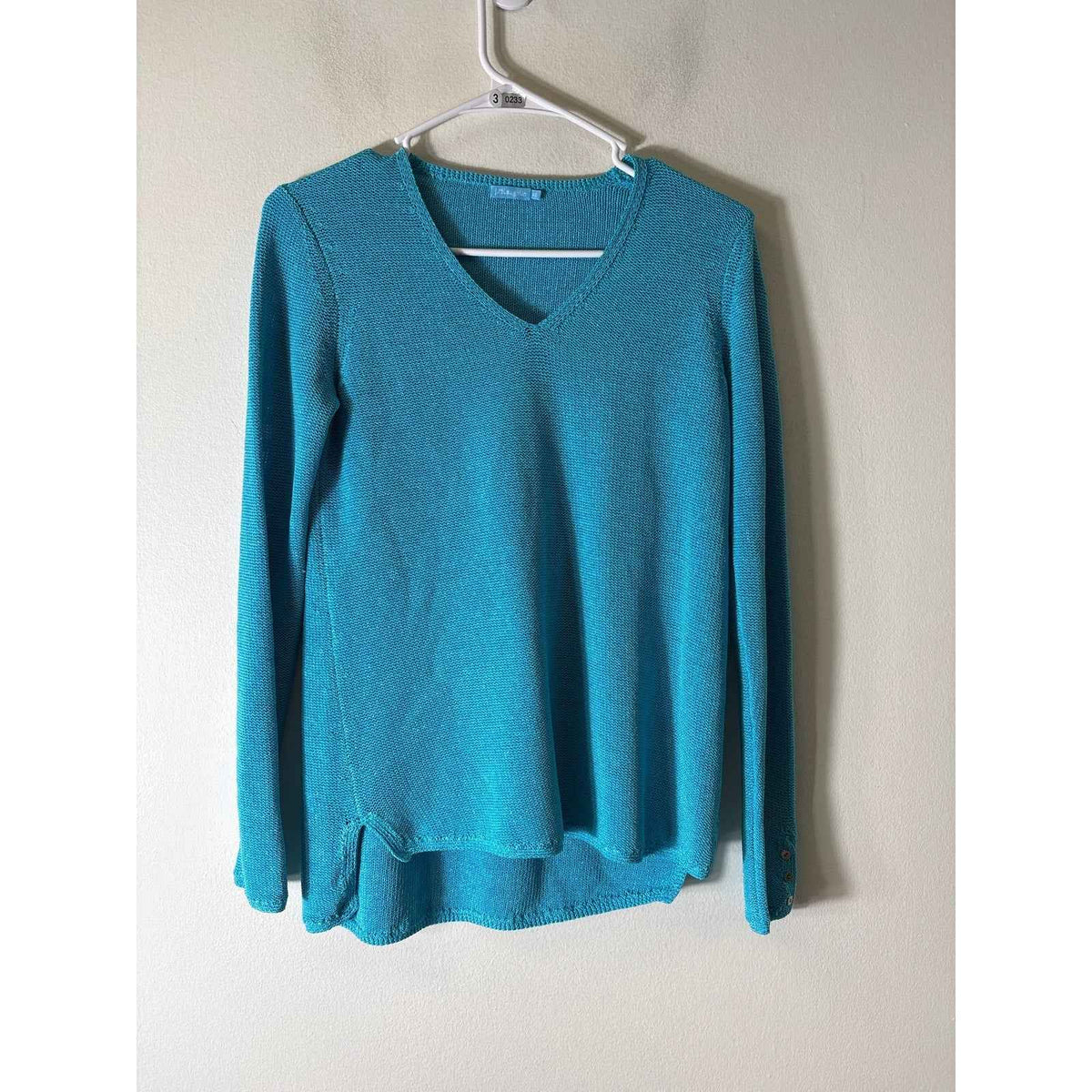J. McLaughlin Teal Blue Long Sleeve V-Neck Sweater Sz XS
