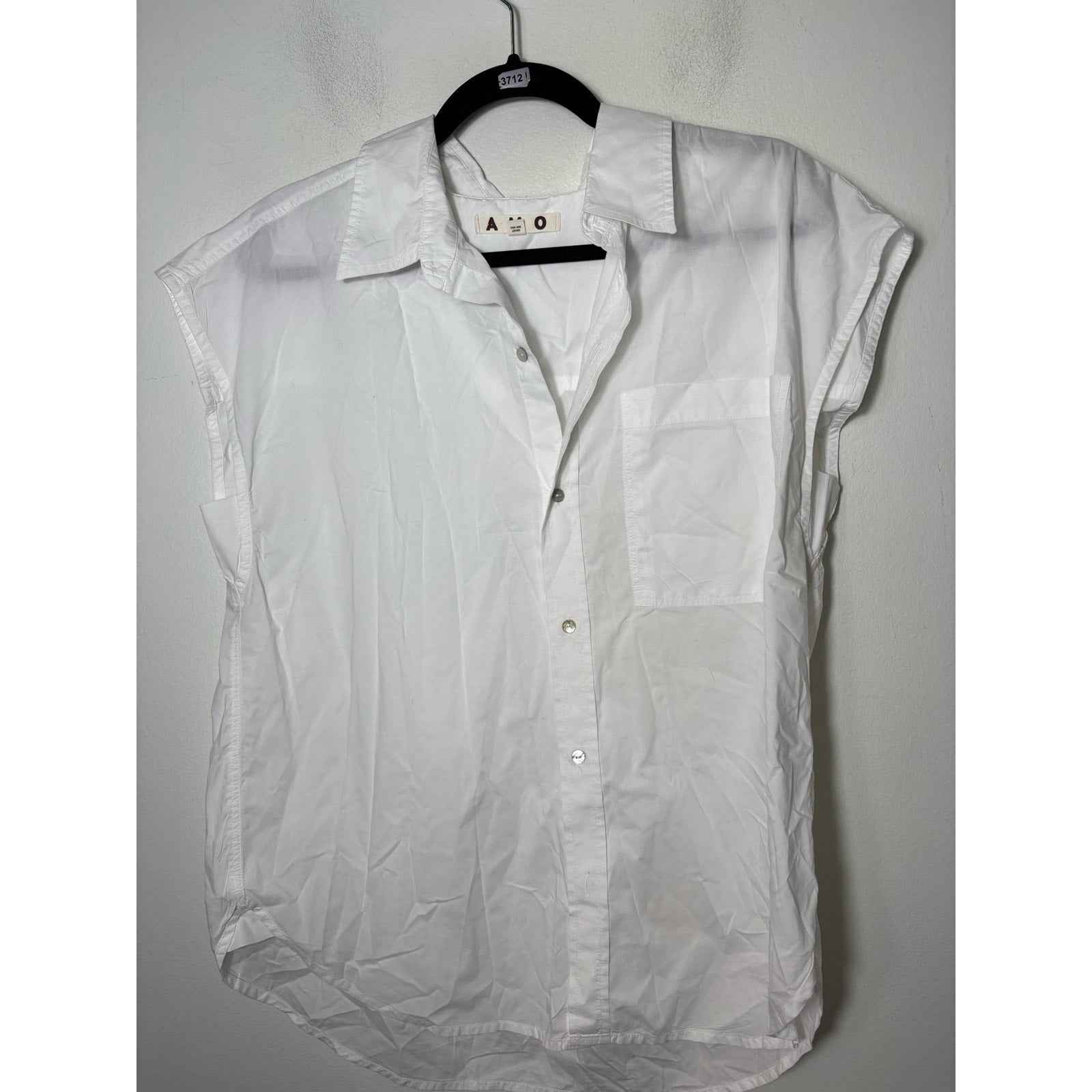 Amo White Sleeveless Cotton Button Up Top Sz M
