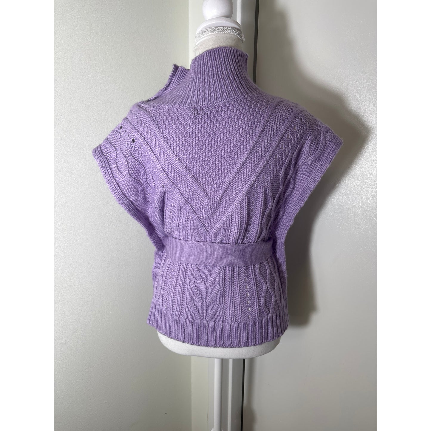 Marie Oliver Purple Cap Sleeve Knit Mock Neck Sweater Sz S