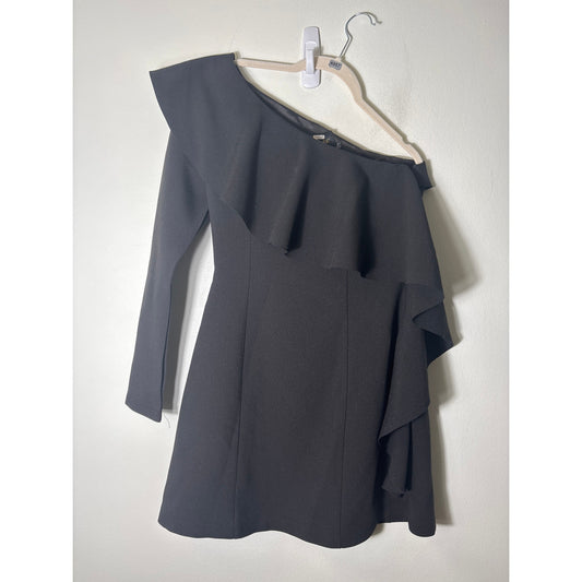 DO+Be Black One Shoulder cocktail Dress Sz S