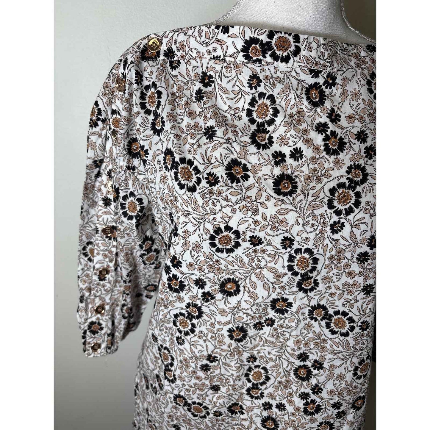 Buru Black and Brown Floral Long Sleeve Top and Mini  Skirt Set Sz S