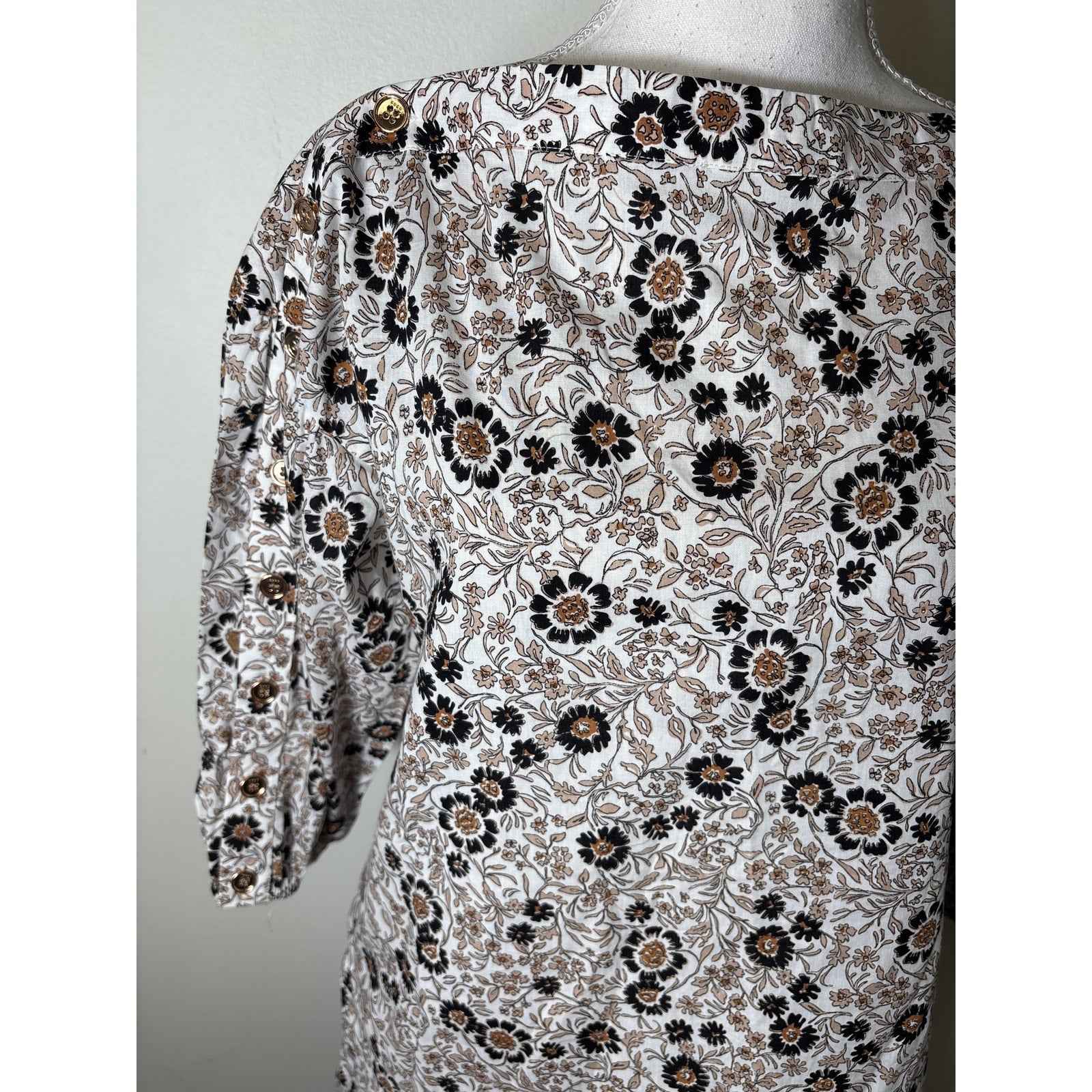 Buru Black and Brown Floral Long Sleeve Top and Mini  Skirt Set Sz S