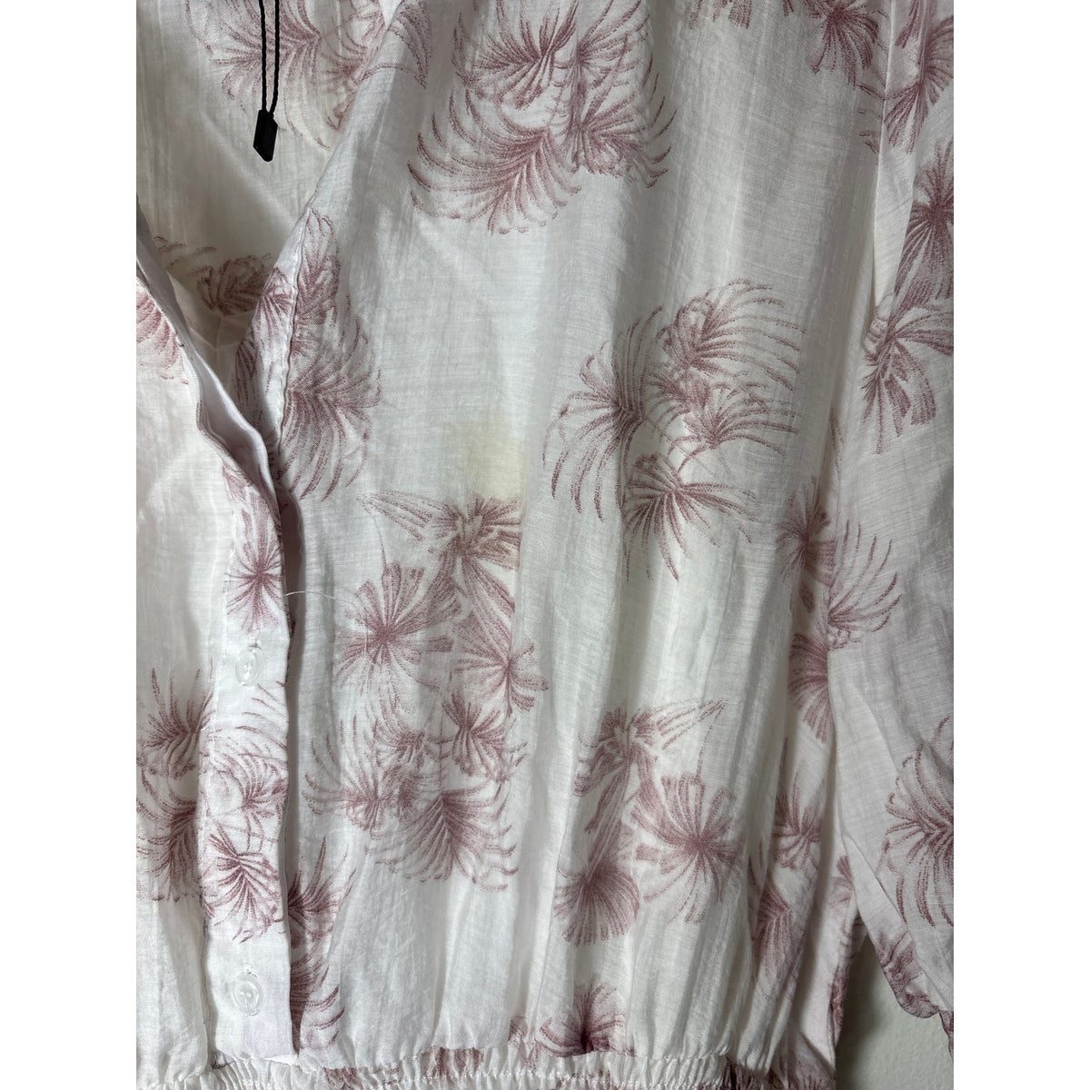 The Shirt Dress by Rochelle Behrens White Purple Knee Length Dress Sz L