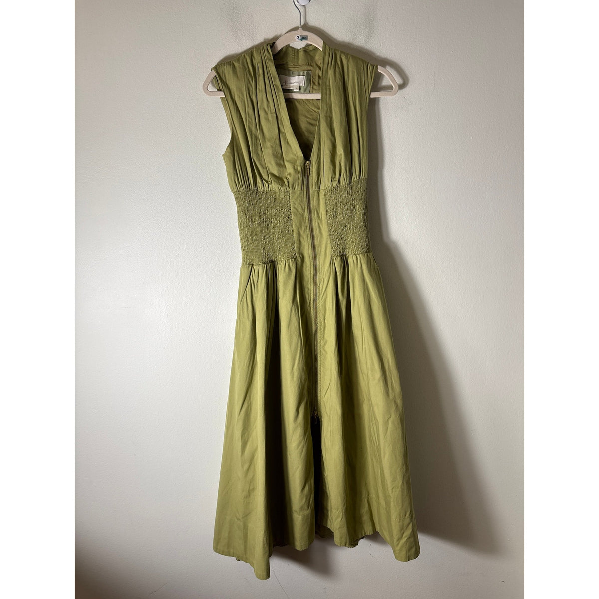 By Anthropologie Olive Green Sleeveless Smocked Waist Maxi Dress Sz XS