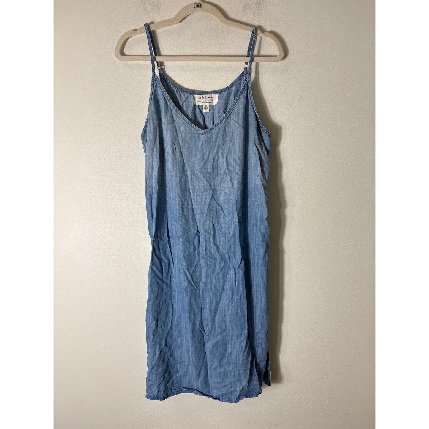 Cloth and Stone Light Blue Chambrey Tie Back Knee Length Dress Sz XL