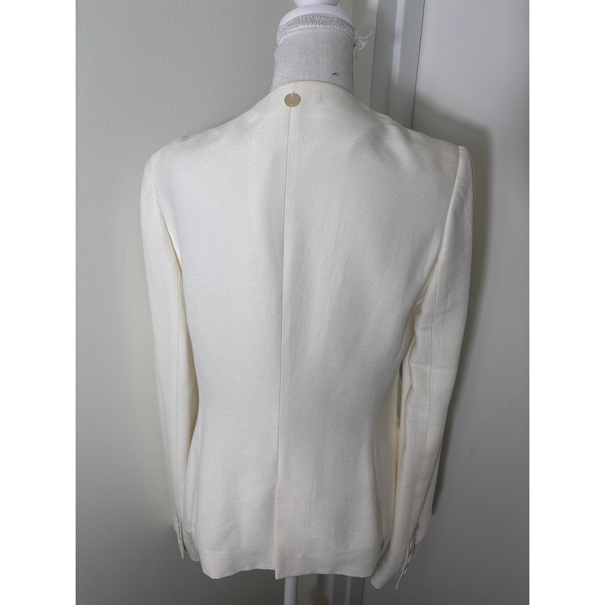 Twin-Set Off White Long Sleeve Gold Sequin Open Front Blazer Sz M