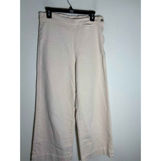 Pilgro Cream Colored Cotton Blend Denim Like Wide Leg Pants Sz 30