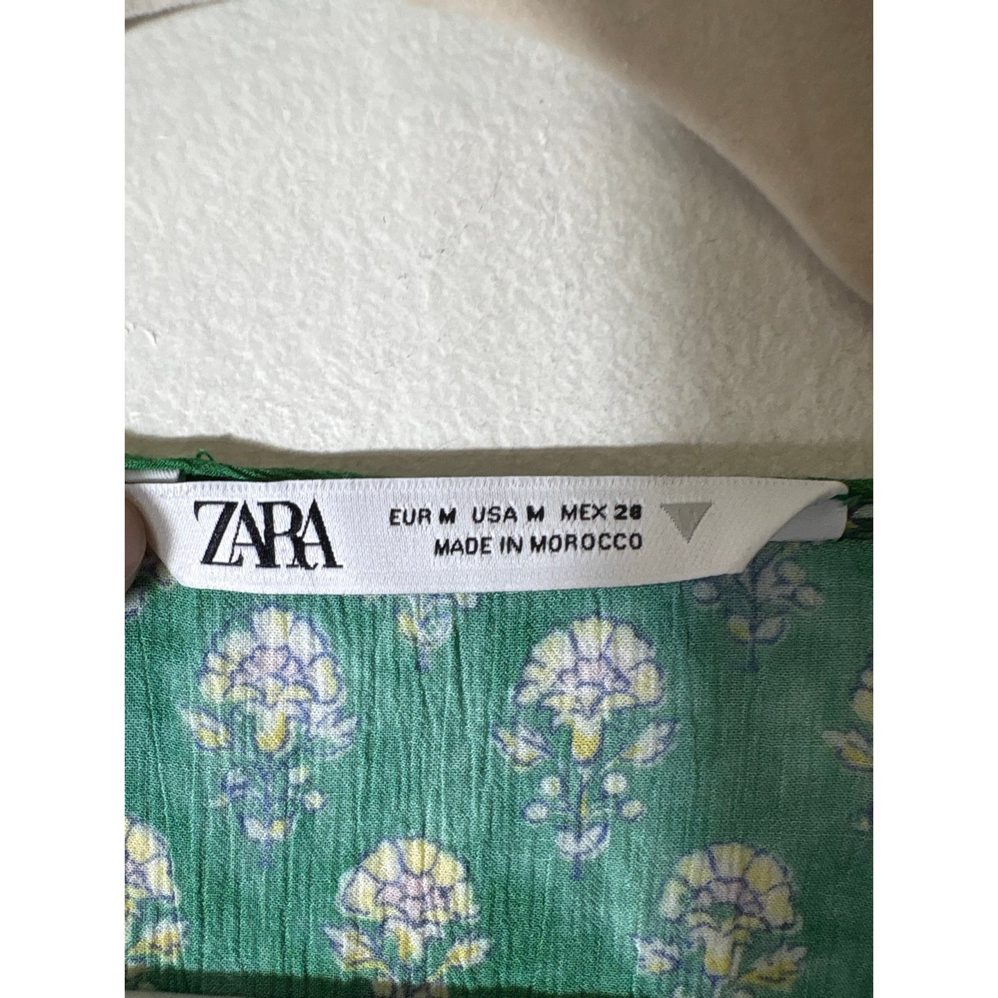 Zara Green Block Print Crepe Maxi Dress Sz M